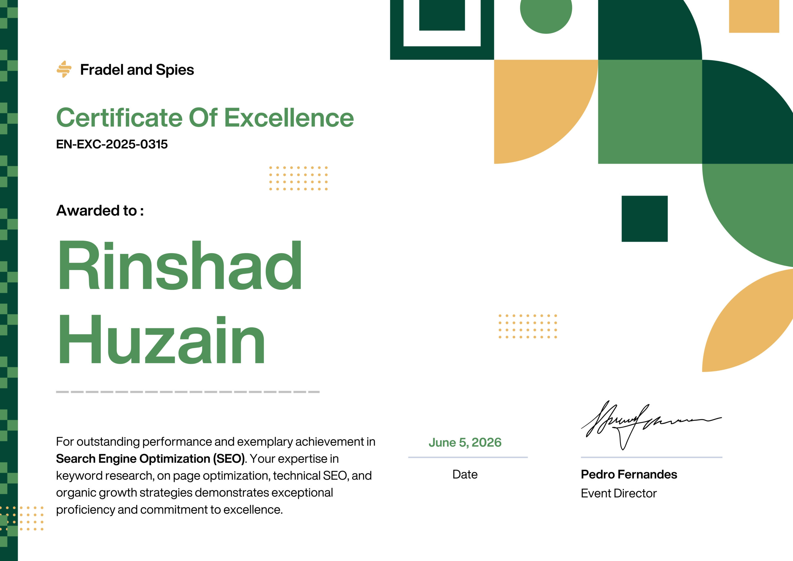 dm certificate seo